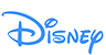 Disney logo in blue with stylized text and a minimalist Mickey Mouse outline in the background.