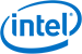 Blue Intel logo with stylized oval swirl around the word 